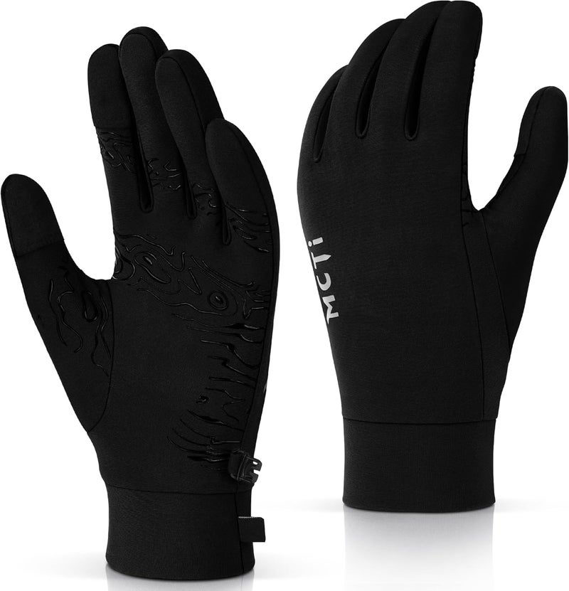 MCTi Lightweight Gloves Liners for Men Women, Touch Screen Gloves with Conductive Microfiber, Palm Silicone, for Running Driving Hiking - Image 1